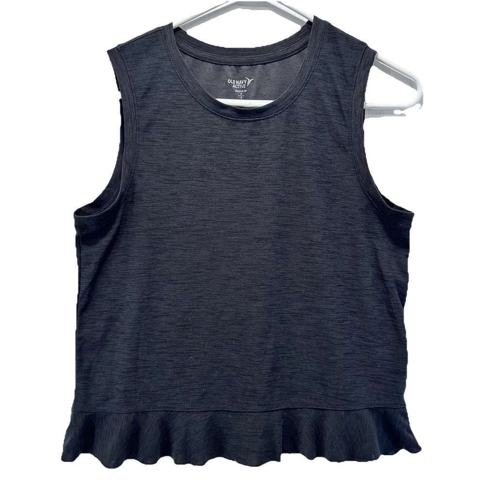 2/$20 Old Navy Active Breathe On Tank Top Womens Size S Gray Ruffles like new!‎